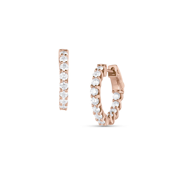Dominique Cohen one carat huggie hoops in rose gold<span class='visuallyhidden'>; shop help at 760-978-9297.</span>